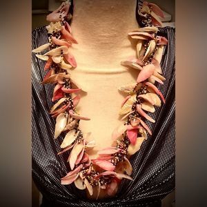 Chunky shell and seed bead one of a kind 24” necklace